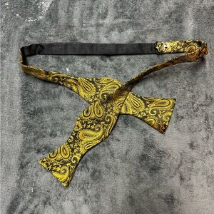 Gold on Black Paisley Bow Tie